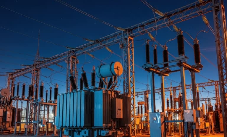 Substation at sunset